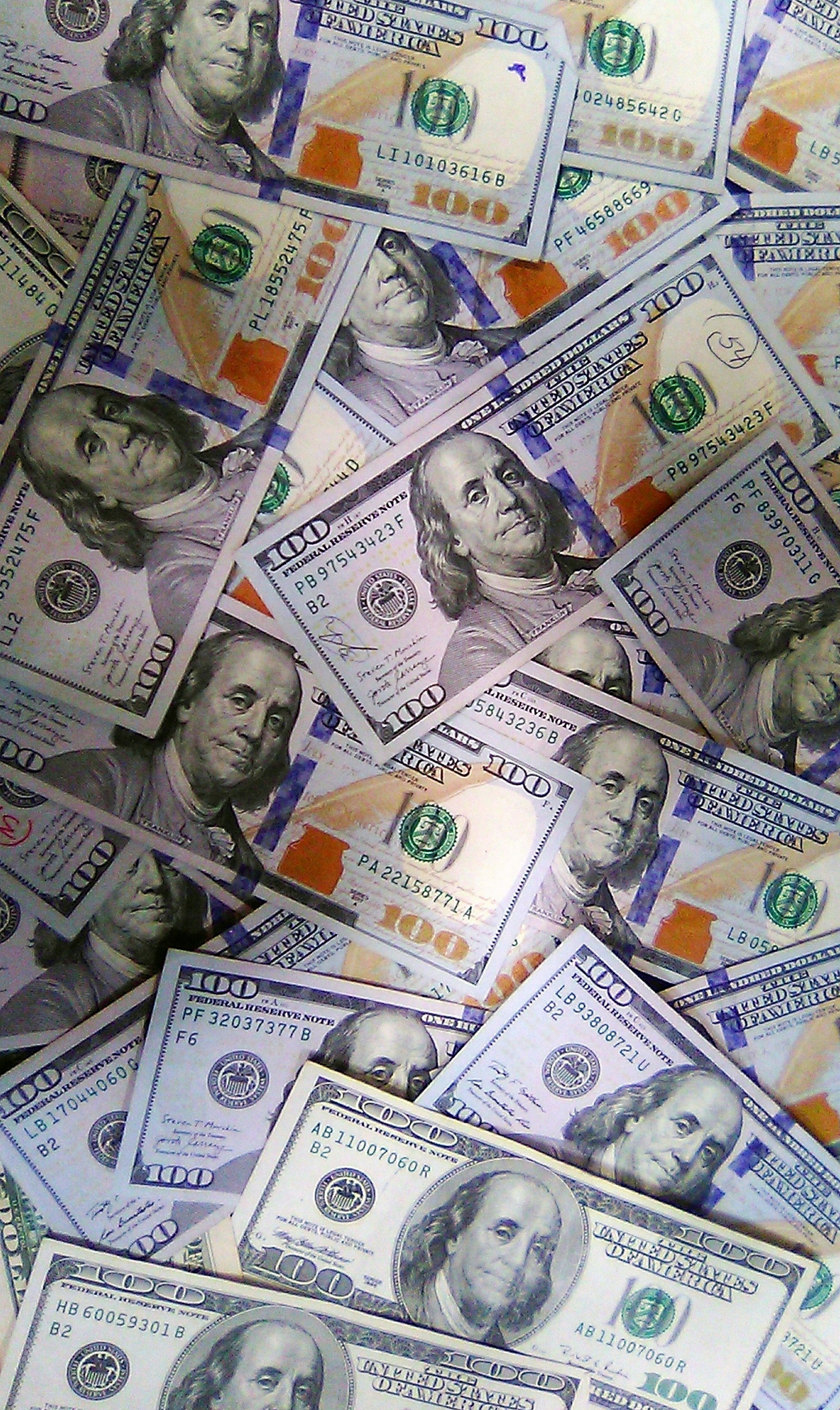 Financial success background with hundred dollar bills